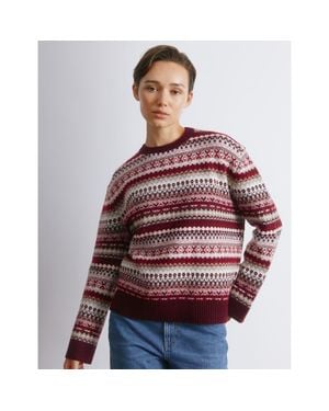 Albaray Fair Isle Crew Neck Sweater - Red