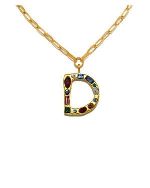 Sequin Emilie Crystal Initial Pendant Necklace - Metallic