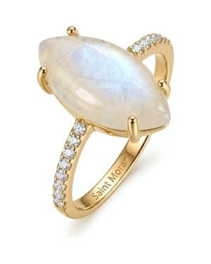 st. Moran Marquise Cut Moonstone & Cubic Zirconia Pavé Ring - Metallic