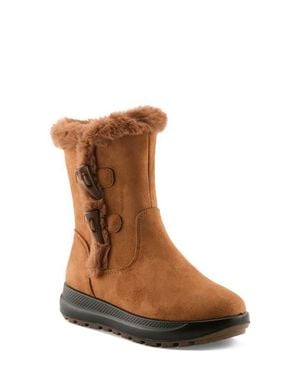 Flexus by Spring Step Galoshe Water Resistant Faux Fur Bootie - Brown