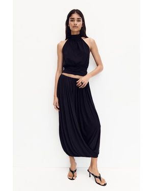 H&M Bubble-Hem Maxi Skirt - Black
