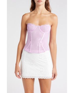 Mistress Rocks Strapless Lace Corset Top - White