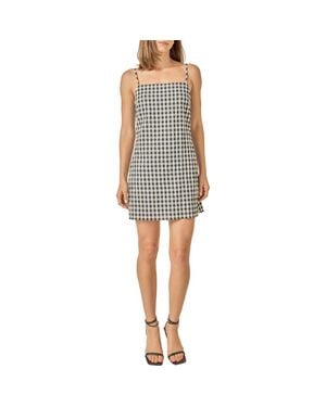 English Factory Check Sleeveless Sheath Minidress - Gray