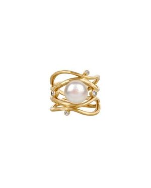 Karma and Luck Mystic Beauty Pearl Ring - Metallic