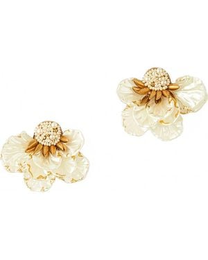 Deepa Gurnani Wally Flower Faux Pearl Drop Earrings - Metallic