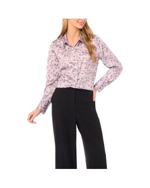 Halogen® Petal Vine Print Charmeuse Button-Up Shirt - Pink