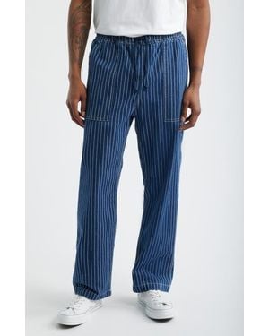 Service Works Pinstripe Denim Drawstring Chef Pants - Blue