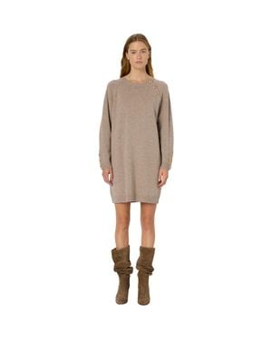 Gerard Darel Loma Button-Shoulder Knitted Dress - Natural