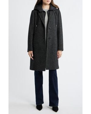 Lucky Brand Walker Coat With Hooded Bib Inset - Black