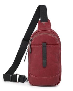 Old Trend Fern Genuine Leather Compact Crossbody Sling Bag - Red