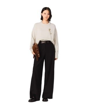 Maje Wide-Leg Suit Pants - Black