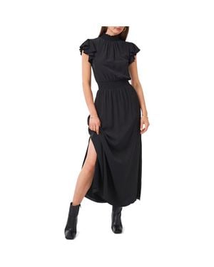 1.STATE Flutter Sleeve Smocked Neck Dress - Black