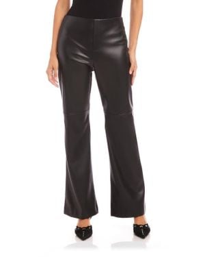 Fifteen Twenty Finley High Waist Faux Leather Wide Leg Pants - Black