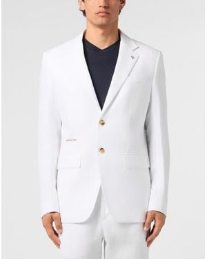 Philipp Plein Linen Blazer Gigolo Fit - White