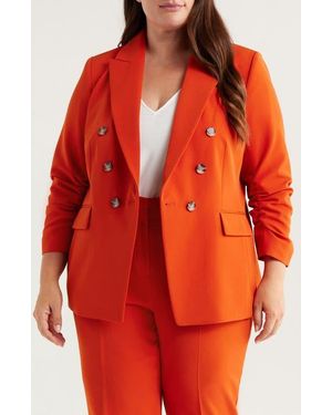Tahari Ruched Sleeve Jacket - Red