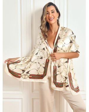 SILKSILKY Mulberry Silk Printed Rectangular Long Shawl Scarf Lyst