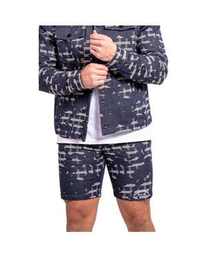 Maceoo Ascension0003 Denim Jacquard Shorts - Blue