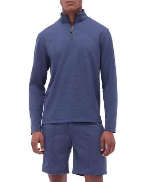 Bugatchi Quarter Zip Performance Pullover - Blue