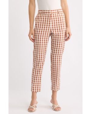 Tahari Gingham Check Slim Leg Pants - Multicolor