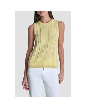 DKNY Sleeveless Cotton Multistitch Sweater - Yellow