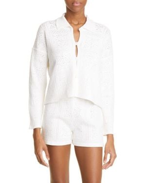Club Monaco Pointelle Crop Sweater - White