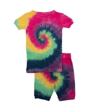 Leveret Kids Short Sleeve Cotton Tie Dye Matching Family Pajamas - Multicolor