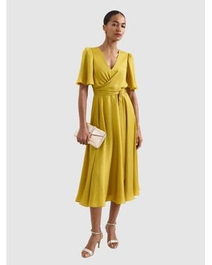 Phase Eight Abbie Draped Tie Waist Wrap Dress - Yellow