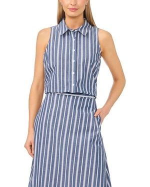 Halogen® Sleeveless Button Down Shirt - Blue