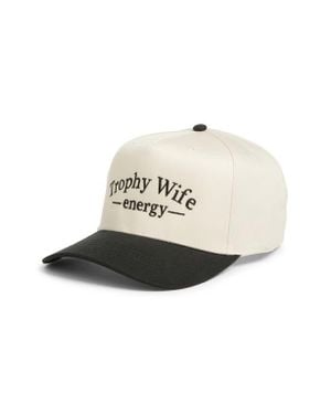 Friday Feelin Trophy Wife Energy Adjustable Snapback Hat - White