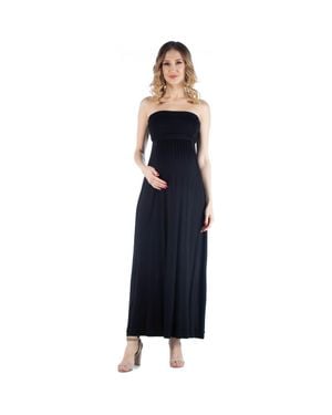 24seven Comfort Apparel Maternity Sleeveless Empire Waist Maxi Dress - Blue