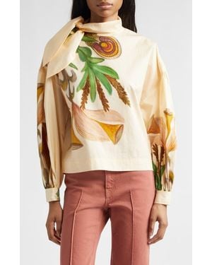 Ulla Johnson Long Sleeve Tie Neck Blouse - Metallic