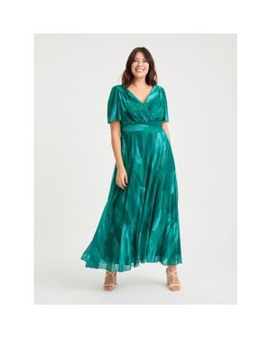 Scarlett & Jo Isabelle Abstract Angel Sleeve Dress - Green