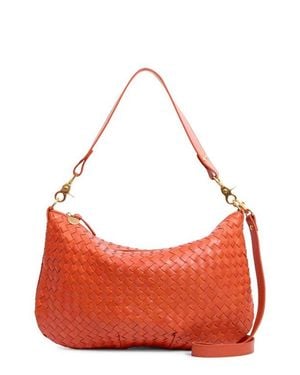 Clare V. Medium Moyen Woven Leather Messenger Bag - Red