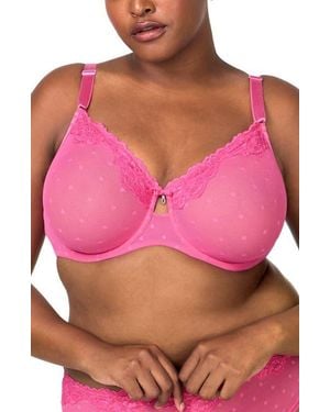 Curvy Couture Sheer Whisper Full Coverage Unlined Underwire Bra - Pink