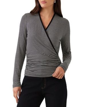 Karen Kane Side Shirred Long Sleeve Surplice Top - Gray