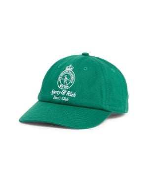 Sporty & Rich Crown Embroidered Cotton Twill Baseball Cap - Green