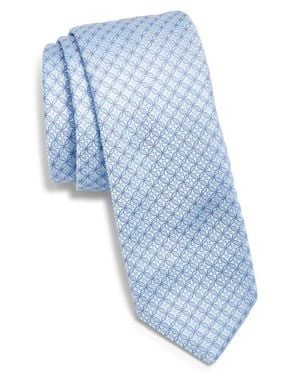 BOSS Micromedallion Silk Jacquard Tie - Blue