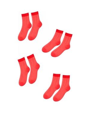 LECHERY 6-Pack Glossy Sheer Fashion Knee-Highs - Red