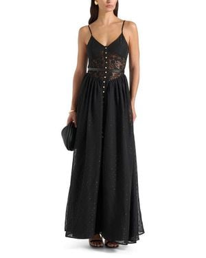 Manière De Voir Rosie Lace Corset Maxi Dress - Black