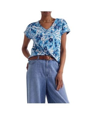 Seasalt Cornwall Studio Glass Organic Cotton Button-Up Top - Blue