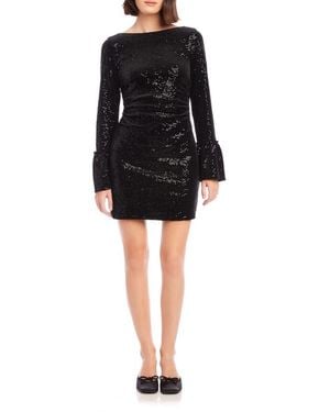 Fifteen Twenty Laurel Sequin Bell Sleeve Velvet Minidress - Black