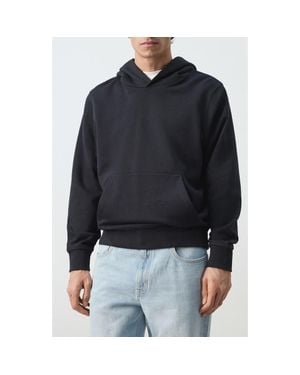 Mango Regular Fit Cotton Fleece Hoodie - Black