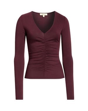 Madewell Shirred V-Neck Long Sleeve Top - Purple