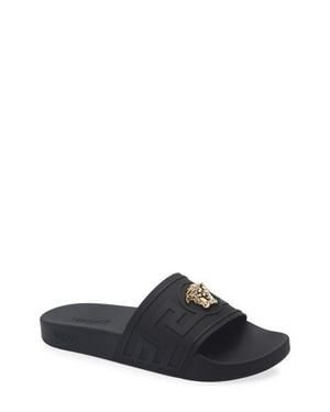 Versace La Medusa Slide Sandal - Black