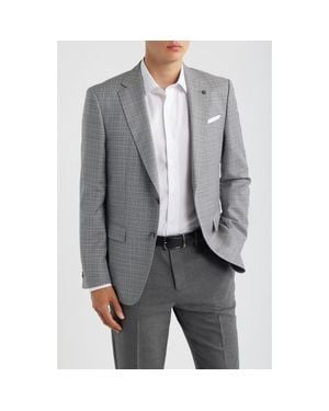 BOSS Hutson Slim Fit Mélange Textured Virgin Wool Sport Coat - Gray