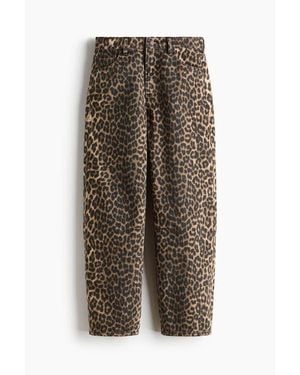 H&M Barrel High Waist Ankle Jeans - Brown