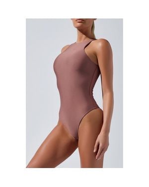 Heroine Sport High Neck Sleeveless Bodysuit - Brown