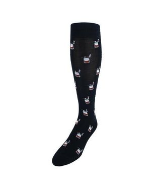 Trafalgar Jack's Bourbon And Cigar Over The Calf Mercerized Cotton Socks - Black