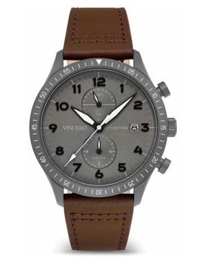 Vincero The Altitude Chronograph Leather Strap Watch, 43Mm - Gray