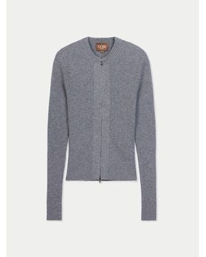 Gobi Cashmere Cashmere Two-Way Zip Cardigan - Gray